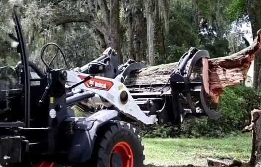 Our heavy equipment lifts the large tree parts off the ground and hauls it away from the property. farm tree services in ocala